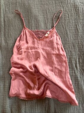 Anthropologie Silk and Lace Trim Camisole in Dusty Rose